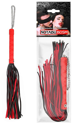 Красно-чёрная многохвостая плеть-флоггер Bior toys NTB-80647 (40 см)