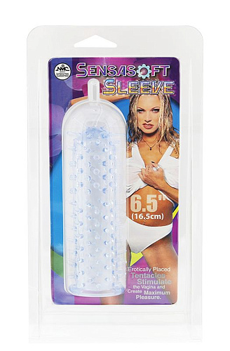 Нежно-голубая насадка с шипами и усиками NMC SENSASOFT SLEEVE BLUE 170115 (16,5 см)