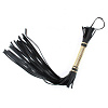 Чёрная плётка из натуральной кожи с золотистой отделкой рукояти БДСМ арсенал 54011