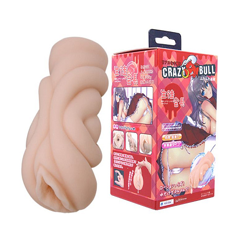 Мастурбатор-вагина телесного цветас эффектом смазки Baile CRAZY BULL BM-009211K