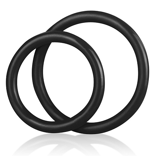 Набор из двух черных силиконовых колец разного диаметра BlueLine SILICONE COCK RING SET BLM4005-BLK