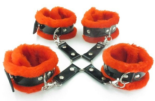 Набор оков с красным мехом BDSM Light БДСМ арсенал 760005ars