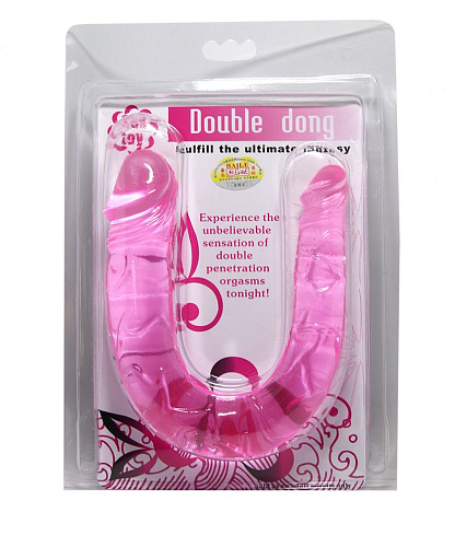 Двухголовый розовый фаллоимитатор Baile BI-040001-0101S (29,8 см)