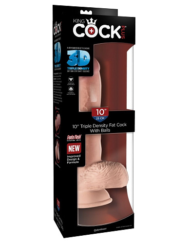Телесный фаллоимитатор на присоске Pipedream 10 Triple Density Fat Cock with Balls PD5722-21 (27,9 см)