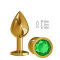Золотистая средняя пробка с зелёным кристаллом Сумерки богов 520-03 green-DD (8,5 см)