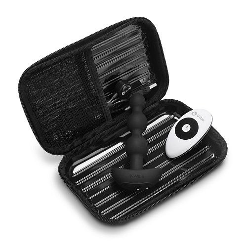 Чёрная анальная виброёлочка b-Vibe TRIPLET ANAL BEADS BLACK BV-005-BLK (14 см)