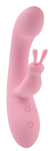 Нежно-розовый вибратор со стимулятором клитора Chisa Jumping Rabbit Vibrator CN-511051390 (19,5 см)