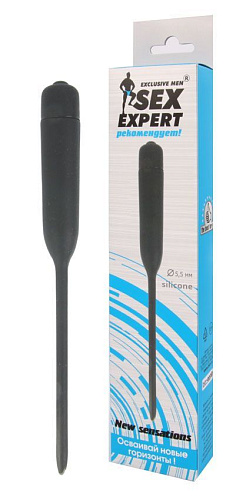 Чёрный уретральный стимулятор с вибрацией Bior toys Sex Expert SEM-55146