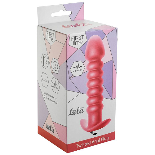 Розовая анальная вибропробка Lola toys Twisted Anal Plug 5007-01lola (13 см)