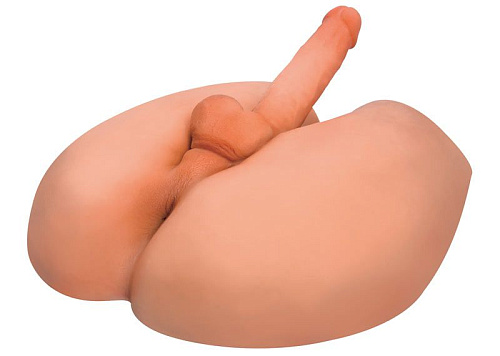 Телесного цвета мастурбатор-анус с фаллоимитатором Topco Sales Anal Missionary CyberSkin Stroker Light 1004028