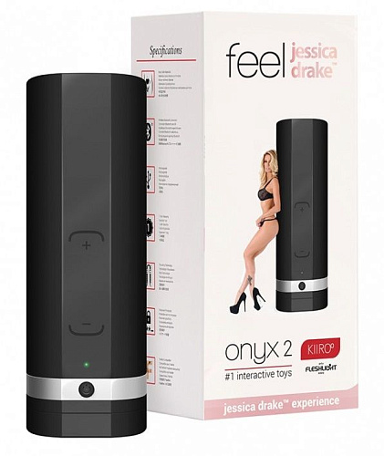 Мастурбатор чёрного цвета Kiiroo ONYX 2 TELEDILDONIC MASTURBATOR JESSICA DRAKE E28472