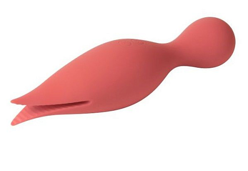Коралловый раздвоенный вибромассажёр для клиторального массажа Svakom Siren