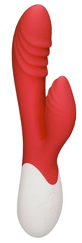 Красный вибратор-кролик с функцией нагрева Shots Media BV Sunburst HEA005RED (20 см)