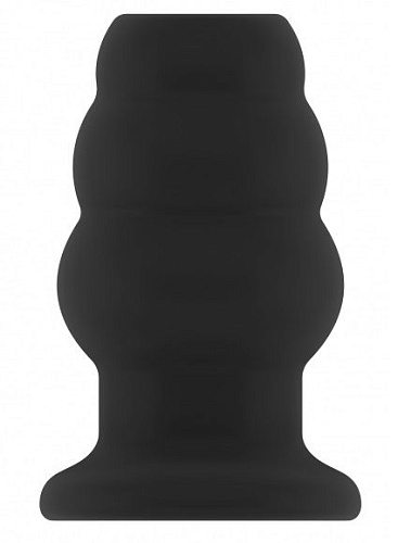 Чёрная анальная пробка с тоннелем Shots Media BV №50 Medium Hollow Tunnel Butt Plug 4 Inch SON050BLK (10,2 см)
