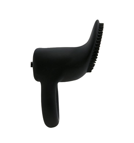 Чёрное эрекционное кольцо со стимулятором клитора с вибрацией Baile BI-210147-1