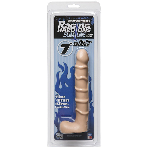 Тонкий анальный фаллос с мошонкой Doc Johnson Raging Hard-Ons Slimline 7 Ballsy 0279-27-CD (18,5 см)