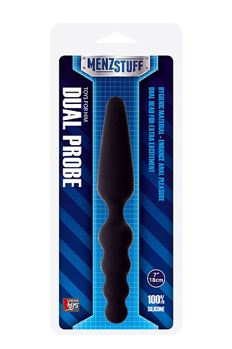 Чёрный двусторонний массажёр для анальной стимуляции Dream Toys MENZSTUFF DUAL PROBE 20915 (18 см)