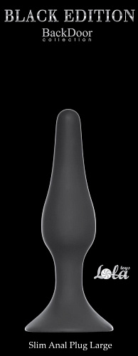 Чёрная анальная пробка Lola toys Slim Anal Plug Large 4205-01Lola (12,5 см)