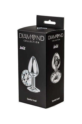 Малая серебристая анальная пробка с прозрачным кристаллом Lola toys Diamond Clear Sparkle Small 4009-01Lola (7 см)