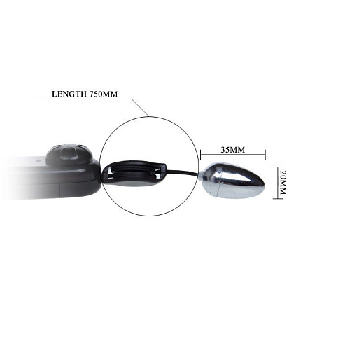 Серебристое мини-виброяйцо с растягивающимся шнуром Baile BI-014122-2