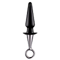 Чёрный анальный плаг с серебристой рукояткой Dream Toys ANAL PLUG WITH PLATED HANDLE 21607