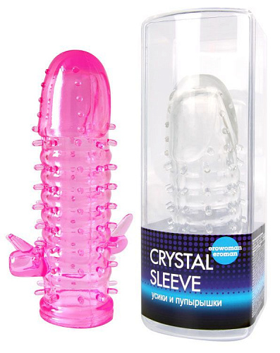 Закрытая рельефная насадка с усиками и пупырышками Bior toys Crystal sleeve EE-10102 (13 см)