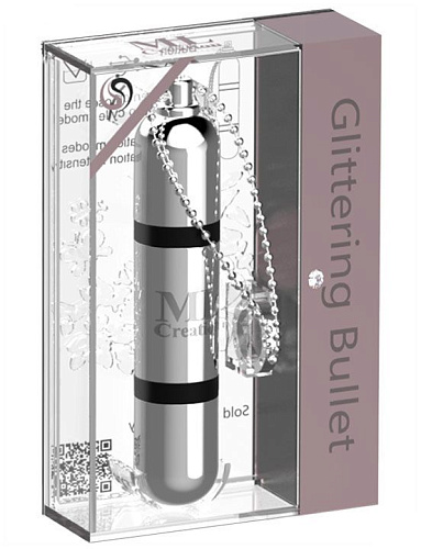 Серебристый мини-вибратор на цепочке ML Creation Glittering Bullet ML12 (9 см)