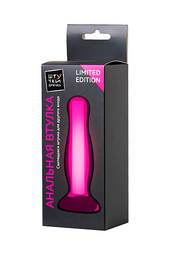Розовая, светящаяся в темноте анальная втулка Штучки-дрючки 690118 (10 см)