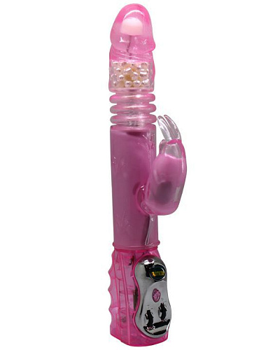 Розовый виброкомпьютер с жемчужинами Eroticon 30135 (29 см)