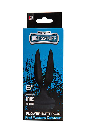 Чёрная пробка-бутон Dream Toys MENZSTUFF FLOWER BUTT PLUG 6INCH 21252 (15 см)