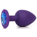 Фиолетовая анальная пробка с синим кристаллом Bior toys SF-70702-13 (9,5 см)