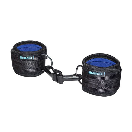 Чёрно-синие наручи из неопрена с карабинами Sitabella 7056-1