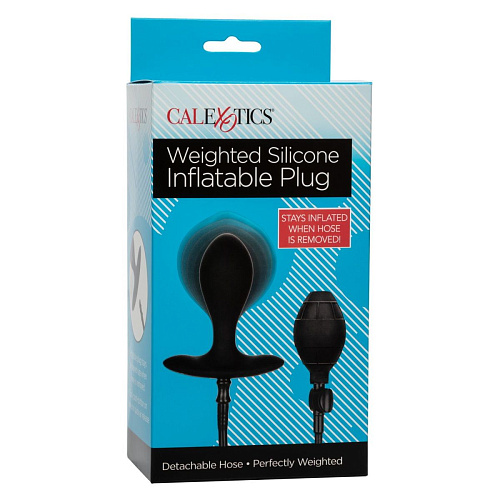 Чёрная расширяющаяся анальная пробка California Exotic Novelties Weighted Silicone Inflatable Plug M SE-0429-10-3
