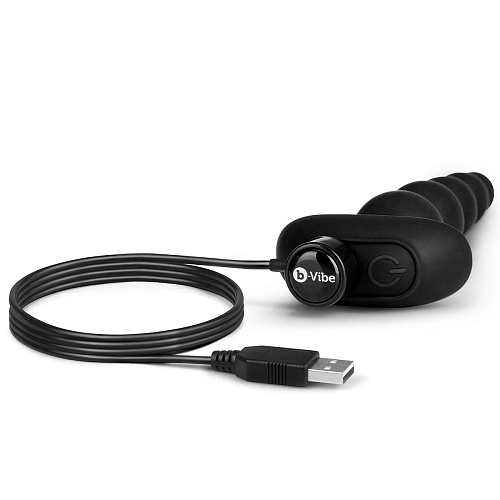 Чёрные анальные бусы с 3 моторами b-Vibe Cinco Anal Beads BV-011-BLK (20,5 см)