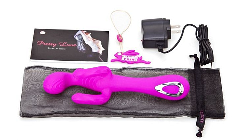 Многофункциональный лиловый вибромассажёр с 2 дополнительными отростками Baile Flutter BI-014130