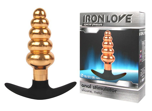 Золотисто-чёрная анальная втулка в виде ёлочки Bior toys IL-28014-GLD (10,9 см)