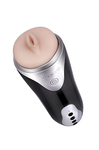 Мастурбатор-вагина телесного цвета в серебристо-черной колбе Nalone Magician CS-F001-1