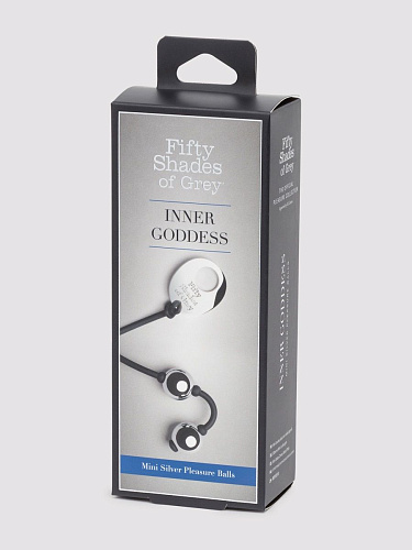 Серебристые шарики на чёрном силиконовом шнурке Fifty Shades of Grey Inner Goddess Mini Silver Pleasure Balls 85g FS-74939 (85 гр)