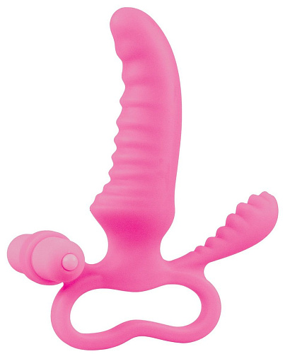 Розовый стимулятор с клиторальной вибропулей Shots Media BV Ripple SHT018PNK (15 см)