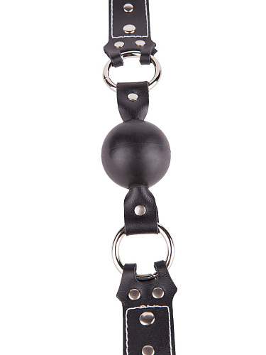 Чёрный кляп-шар классической формы и конструкции из натуральной кожи Sitabella 3003-1
