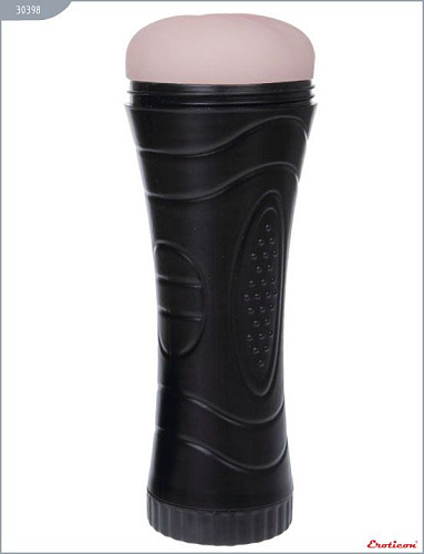 Чёрно-бежевый мастурбатор-анус в футляре без вибратора Eroticon Lolita 30398