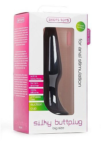 Чёрная анальная пробка Shots Media BV Silky Buttplug Big Black SHT180BLK (16 см)