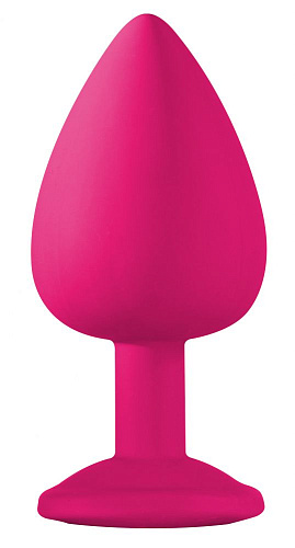Большая розовая анальная пробка с чёрным кристаллом Lola toys Emotions Cutie Large 4013-01Lola (10 см)