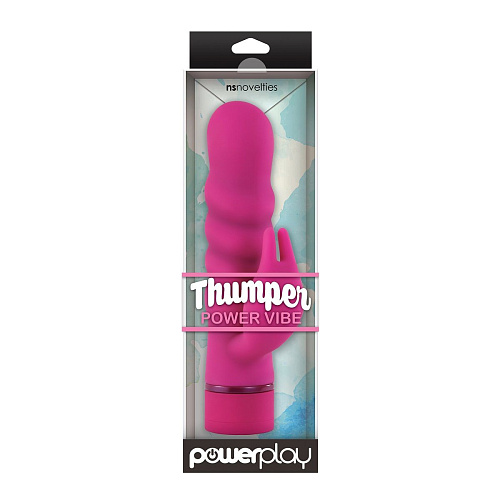 Розовый вибромассажёр с клиторальным стимулятором NS Novelties Thumper Power Vibe NSN-0318-14 (18,8 см)