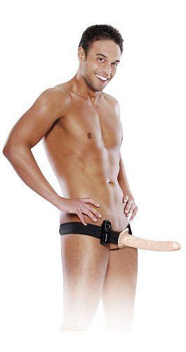 Мужской полый страпон телесного цвета с вибрацией Pipedream Vibrating Hollow PD3947-21