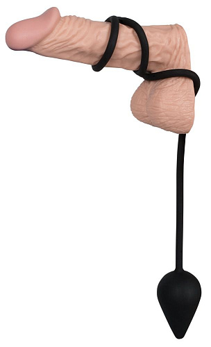 Чёрные кольца на пенис с анальным хвостом Orion 0509736