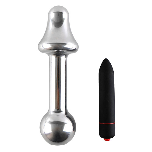 Серебристая анальная пробка с вибрацией DIOGOL AH T2 9020060092 (17 см)