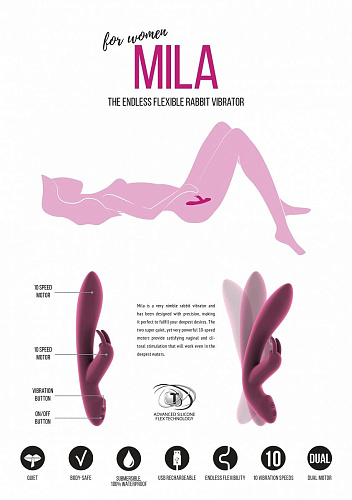 Розовый вибратор с клиторальным отростком Shots Media BV Mila JIL006PNK (22 см)