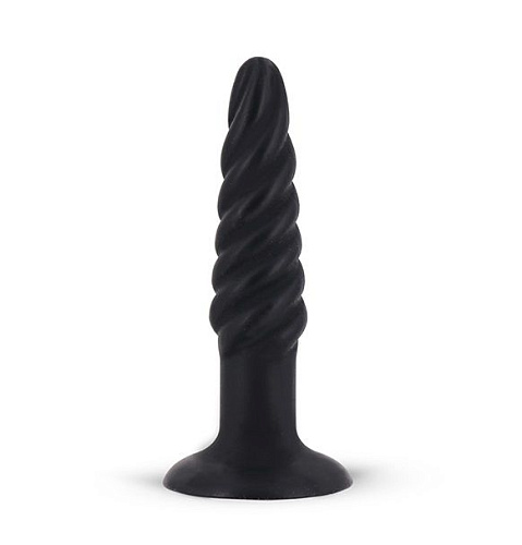 Анальная пробка со спиралевидным рельефом в чёрном цвете Dream Toys MENZSTUFF SPIRAL PLUG BLACK 21182 (11,5 см)