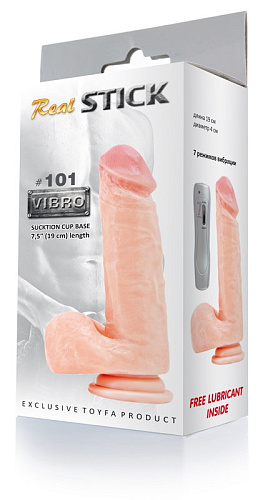 Реалистичный вибратор телесногоо цвета с пультом ToyFa RealStick #101 961001 (19 см)